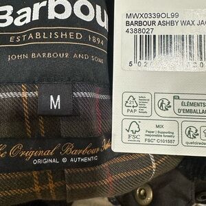 Barbour ASHBY Mid Olive Wax Jacket Size M